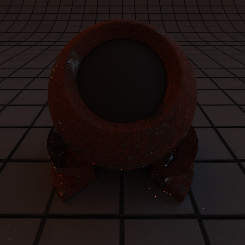 Rusted iron surface with mixed roughness and metalness